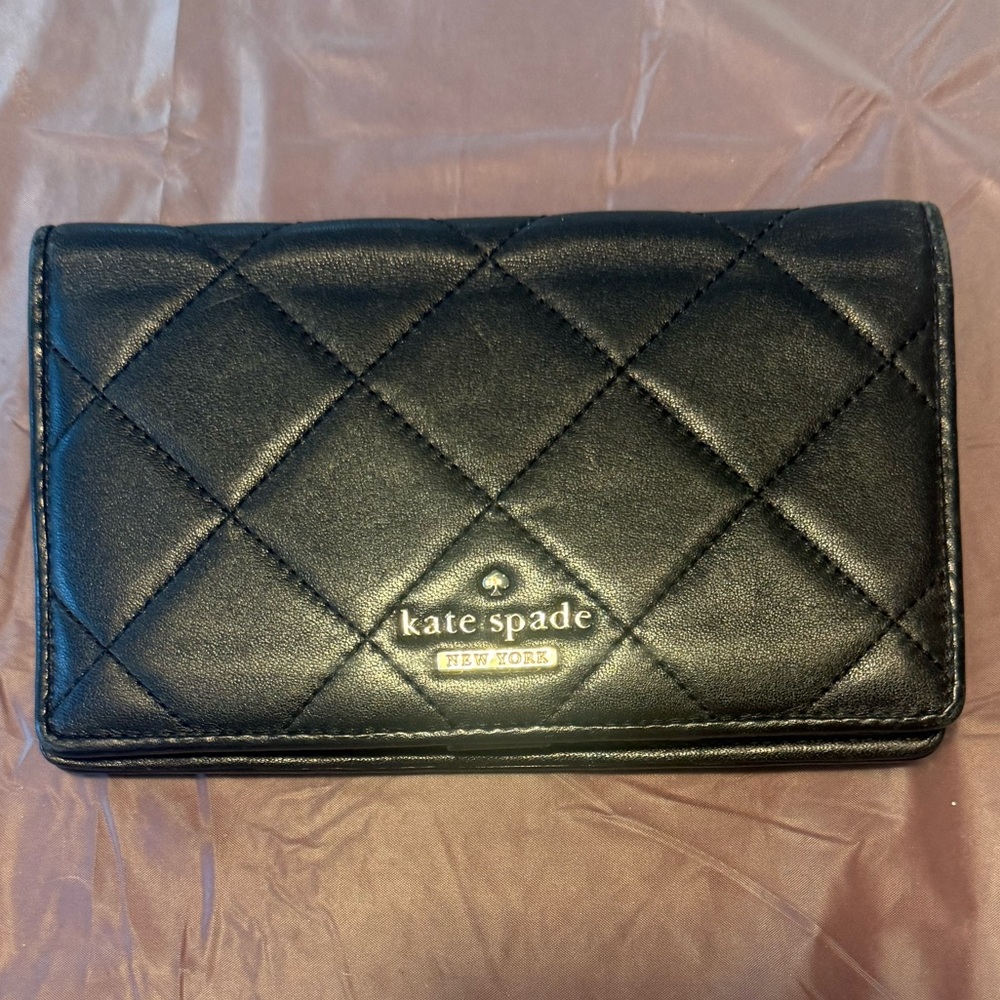 kate spade Carey Black Quilted Leather Snap Bifold Continental Wallet - Picture 2 of 8